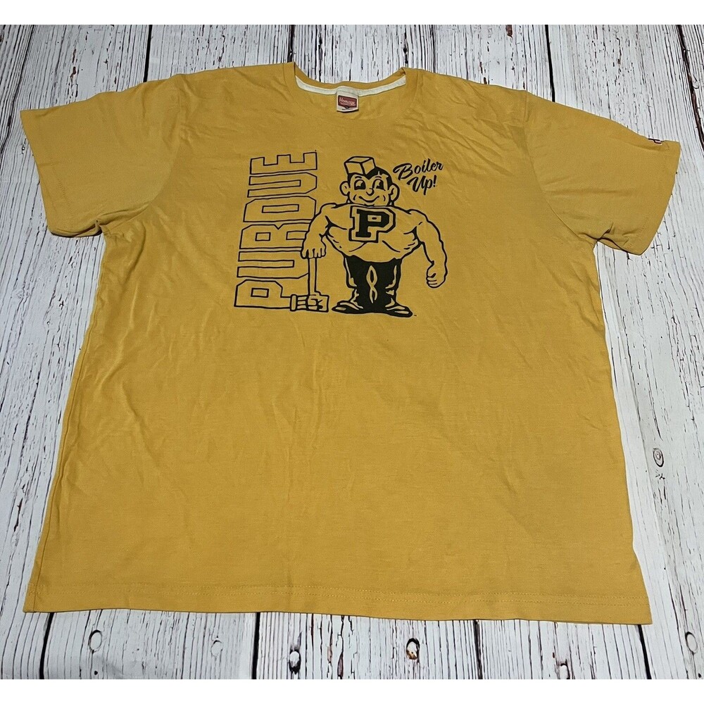 Homage Purdue Boilermakers Boiler Mascot Logo Retro T Shirt XXL Yellow